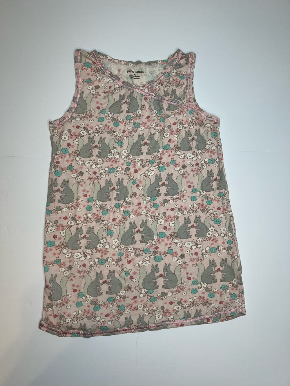Garnet Hill Kids organic cotton Girls' Sleeveless Pink Bunny Print Nightgown